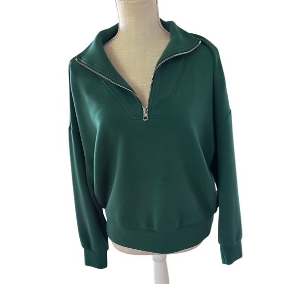 Varley Hawley Half-Zip Sweat Forest Green Double Soft-S - Picture 5 of 11